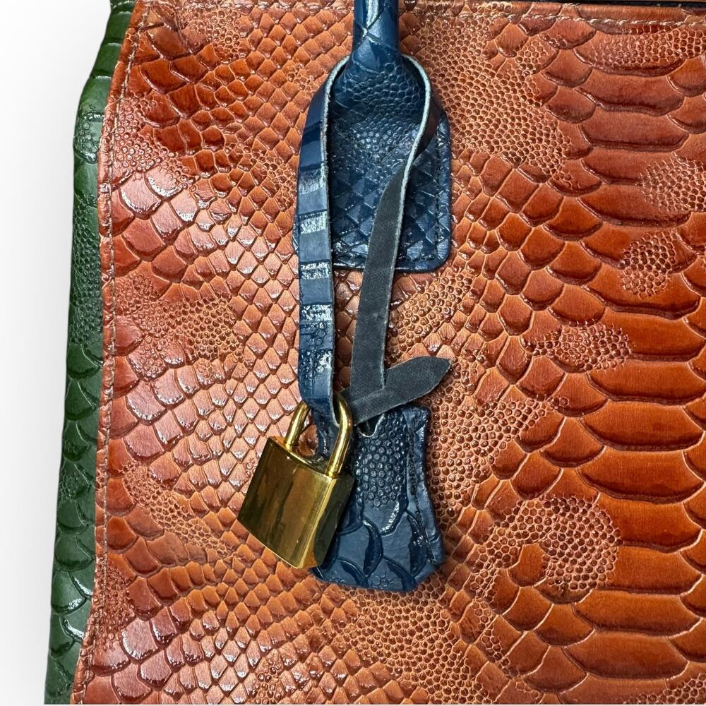 NWT Vintage Giada Pelle Italian Embossed Brown Leather Purse Bag Deadstock - Picture 11 of 12